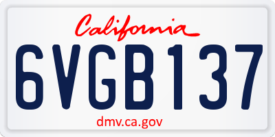 CA license plate 6VGB137