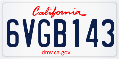 CA license plate 6VGB143