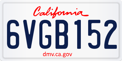 CA license plate 6VGB152