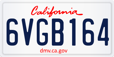 CA license plate 6VGB164