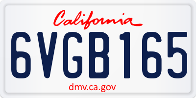 CA license plate 6VGB165