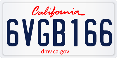 CA license plate 6VGB166
