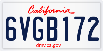 CA license plate 6VGB172