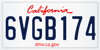 CA license plate 6VGB174