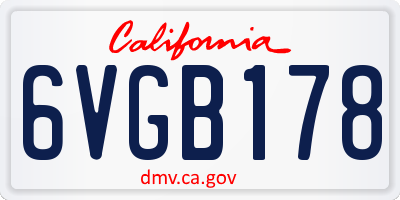 CA license plate 6VGB178