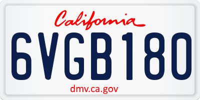 CA license plate 6VGB180