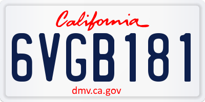 CA license plate 6VGB181