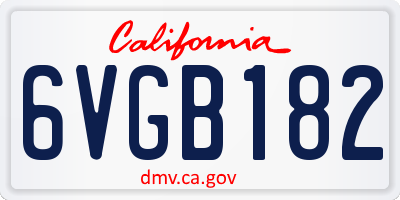 CA license plate 6VGB182