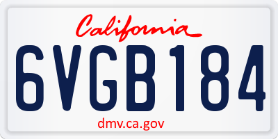 CA license plate 6VGB184