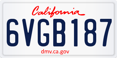 CA license plate 6VGB187