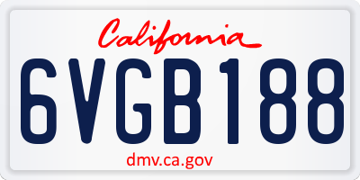 CA license plate 6VGB188