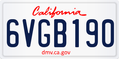 CA license plate 6VGB190