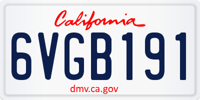 CA license plate 6VGB191