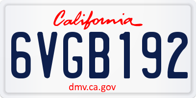 CA license plate 6VGB192