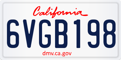 CA license plate 6VGB198