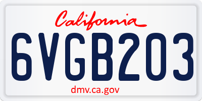 CA license plate 6VGB203