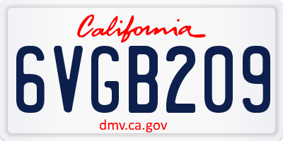 CA license plate 6VGB209