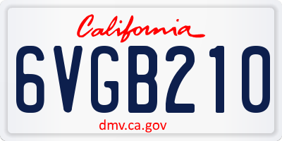 CA license plate 6VGB210