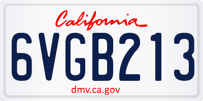 CA license plate 6VGB213