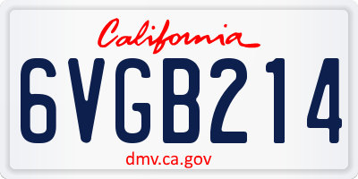 CA license plate 6VGB214