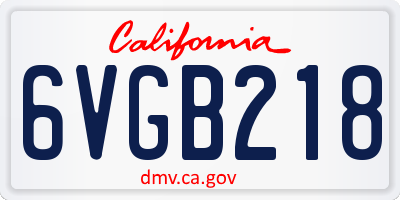CA license plate 6VGB218
