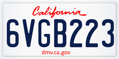 CA license plate 6VGB223