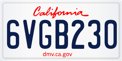 CA license plate 6VGB230