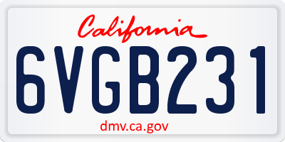 CA license plate 6VGB231