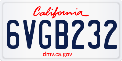 CA license plate 6VGB232