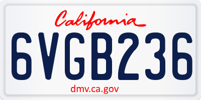 CA license plate 6VGB236