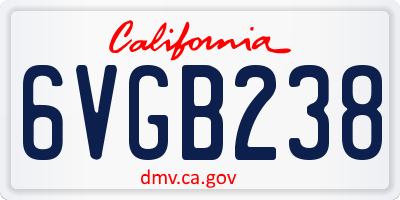 CA license plate 6VGB238