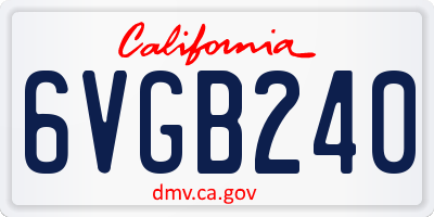CA license plate 6VGB240