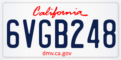 CA license plate 6VGB248