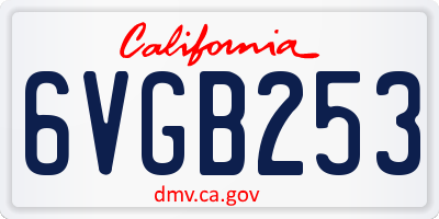 CA license plate 6VGB253