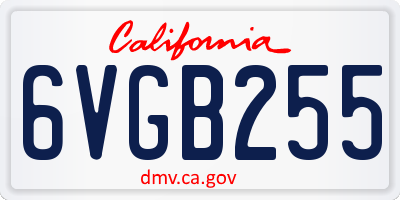 CA license plate 6VGB255