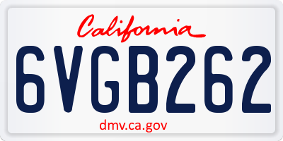 CA license plate 6VGB262