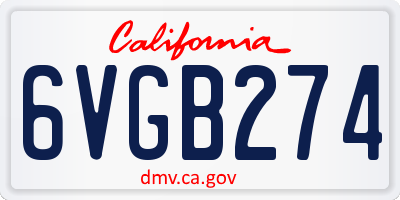 CA license plate 6VGB274