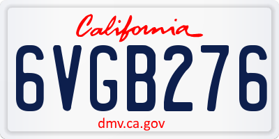 CA license plate 6VGB276