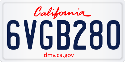 CA license plate 6VGB280