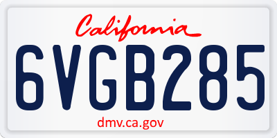 CA license plate 6VGB285