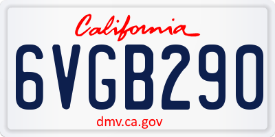 CA license plate 6VGB290
