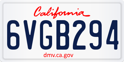 CA license plate 6VGB294