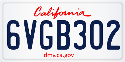CA license plate 6VGB302