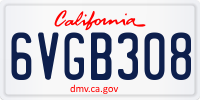 CA license plate 6VGB308