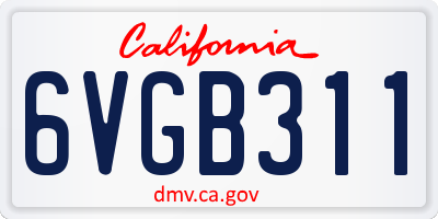 CA license plate 6VGB311