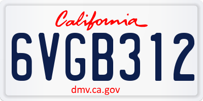 CA license plate 6VGB312