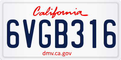 CA license plate 6VGB316