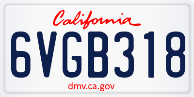 CA license plate 6VGB318