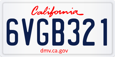 CA license plate 6VGB321