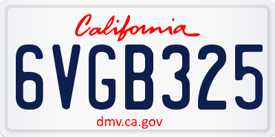 CA license plate 6VGB325